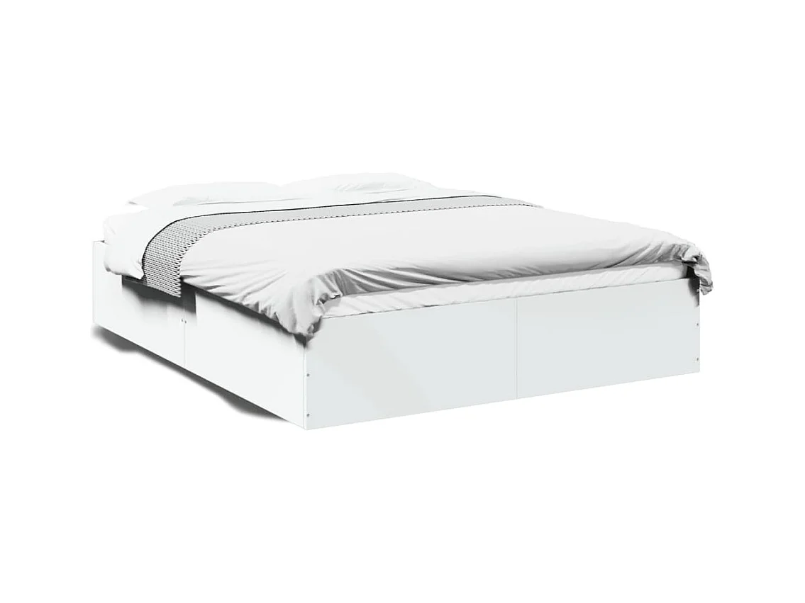 Lit double blanc 150x200 cm bois d'ingénierie FR73430