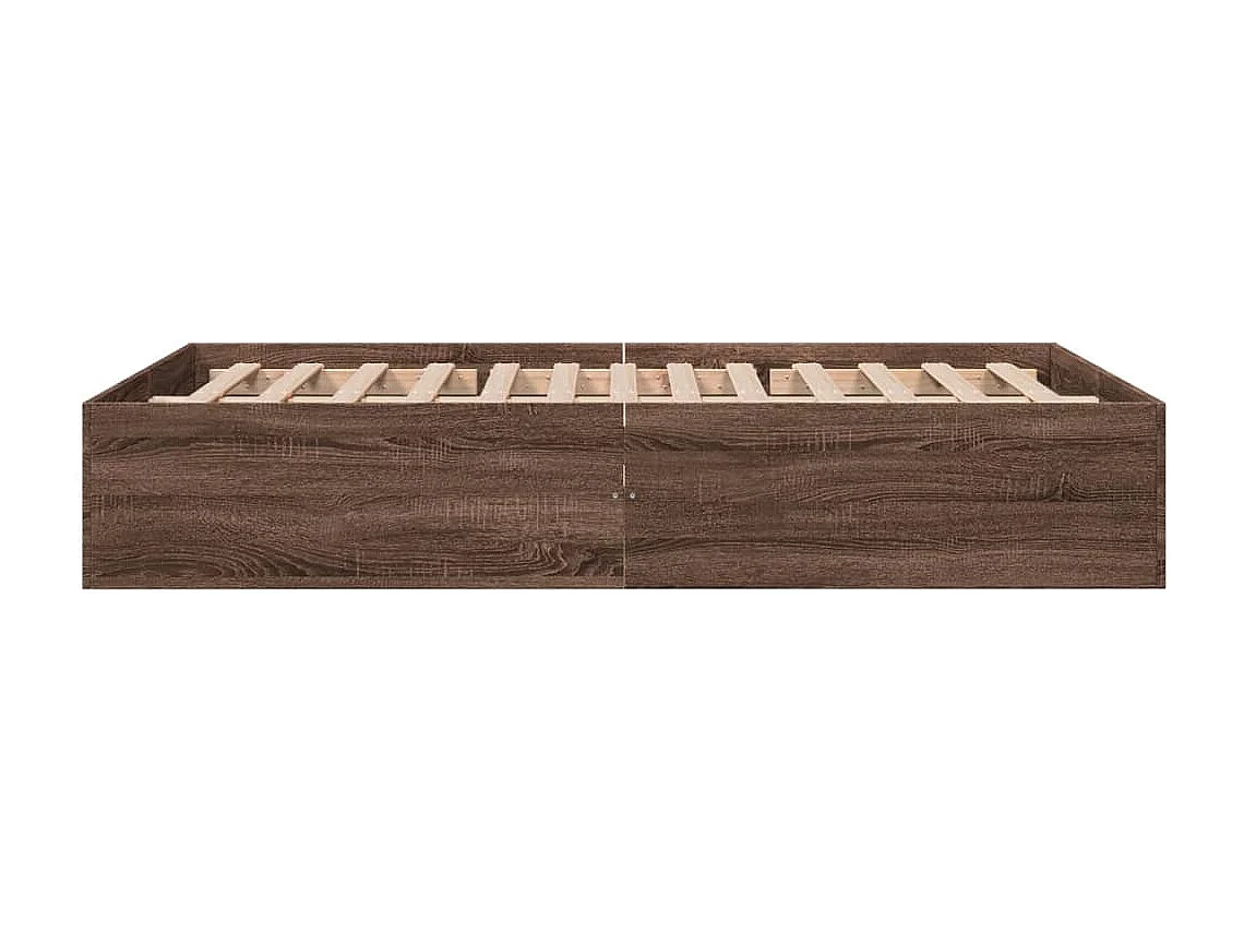 Lit double chêne marron 135x190 cm bois d'ingénierie FR18252