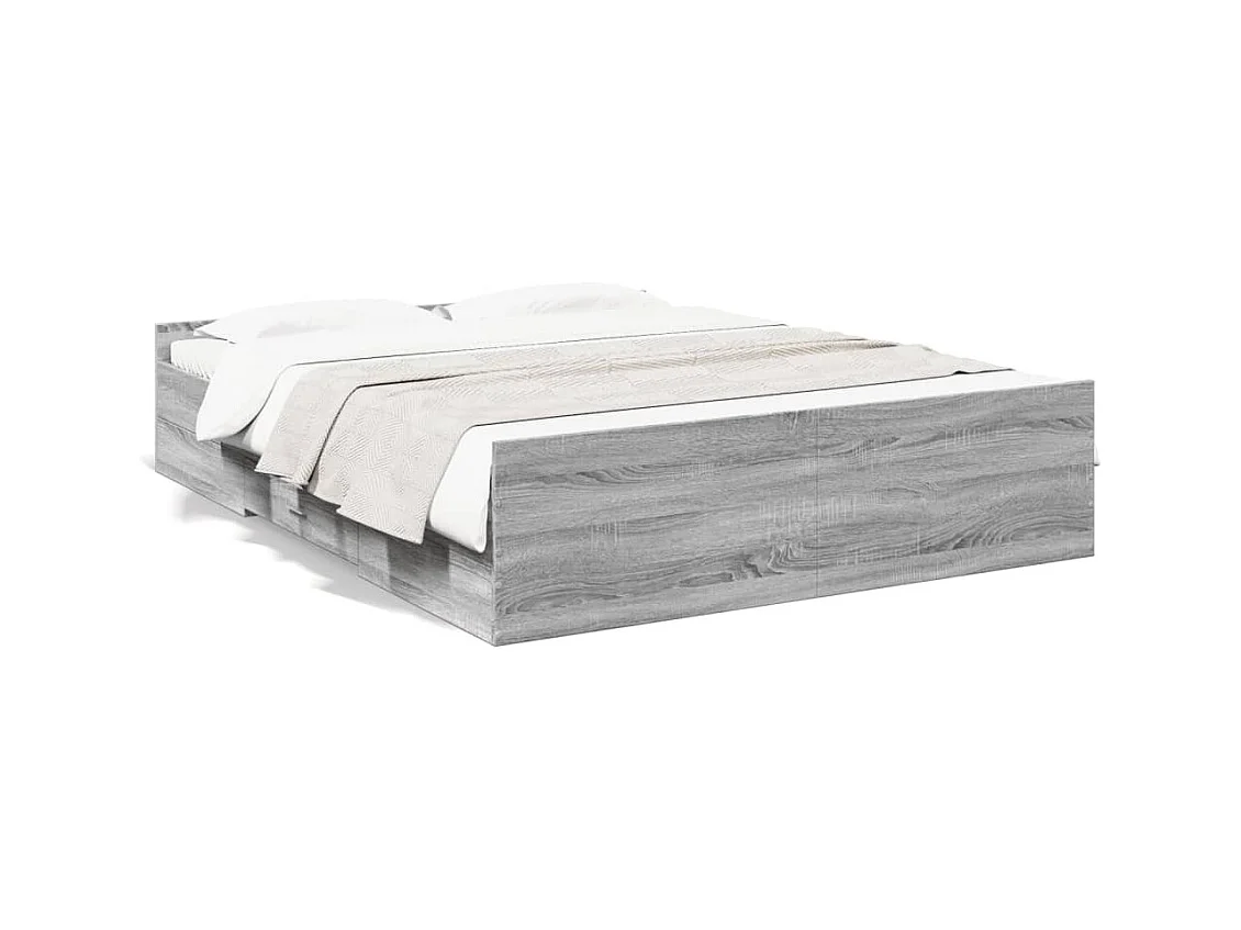 Bedframe met lades bewerkt hout grijs sonoma eiken 160x200 cm BE425251