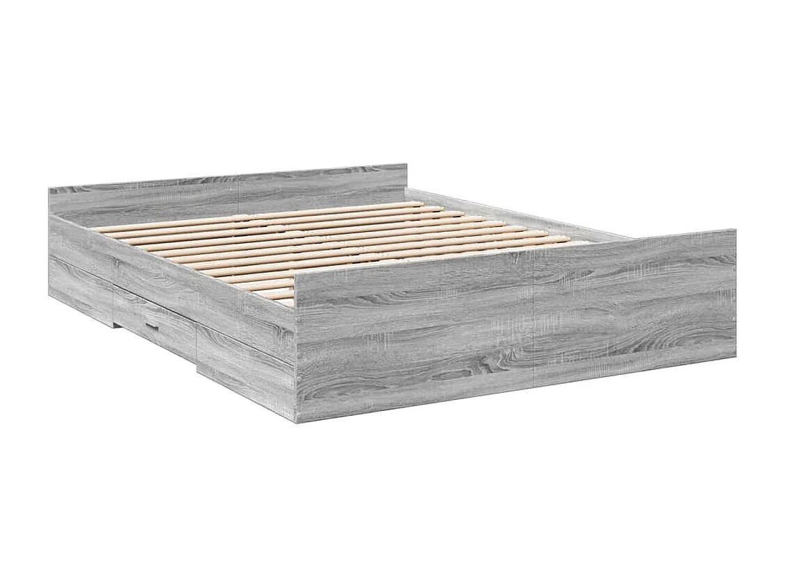 Lit double à tiroirs sonoma gris 160x200 cm bois d'ingénierie FR54414