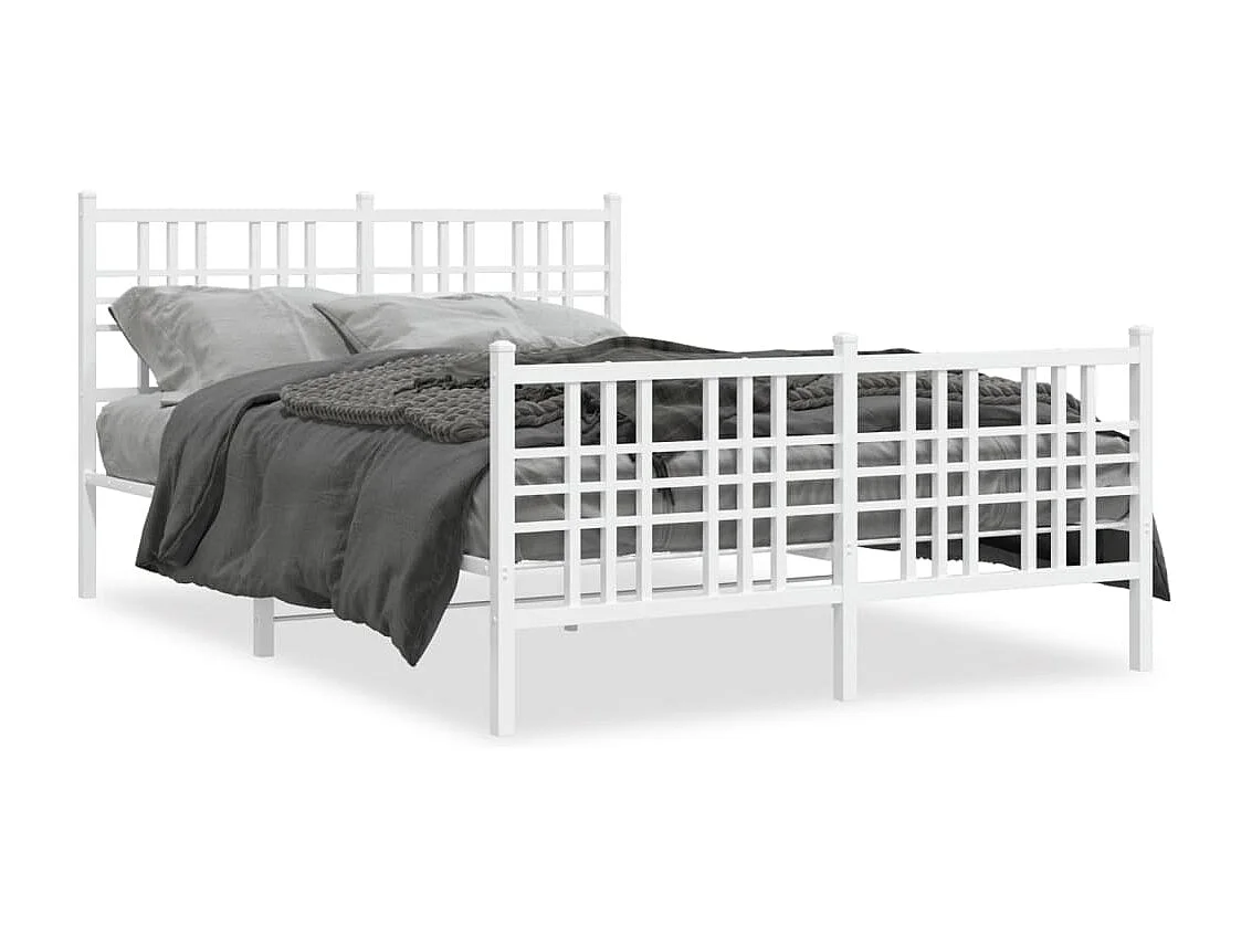 Cama 120x190 cm - metal con cabecero y estribo blanco ES635985