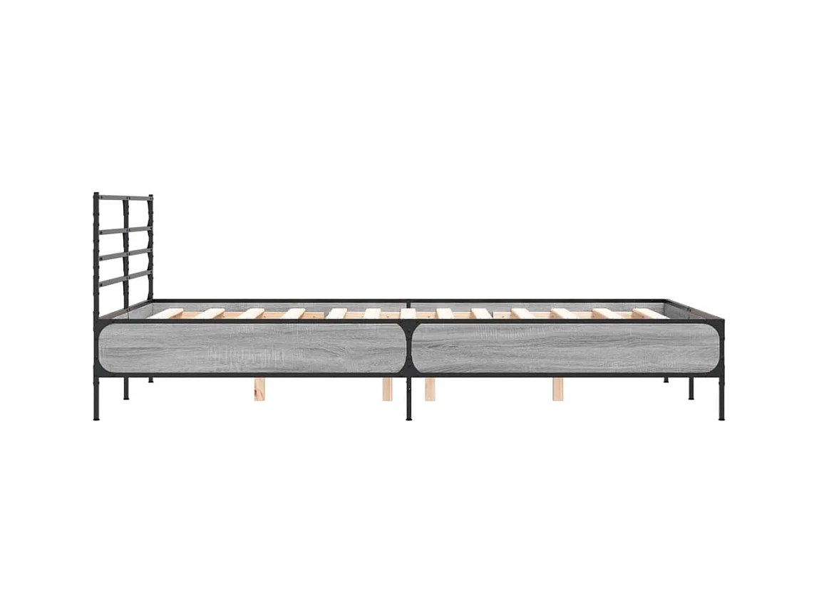 Cama 140x190 cm - madera ingeniería metal gris Sonoma ES497669