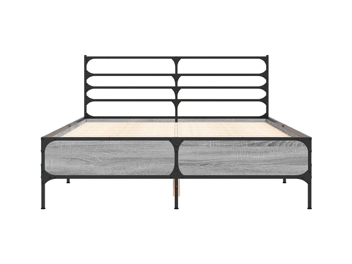 Cama 140x190 cm - madera ingeniería metal gris Sonoma ES497669