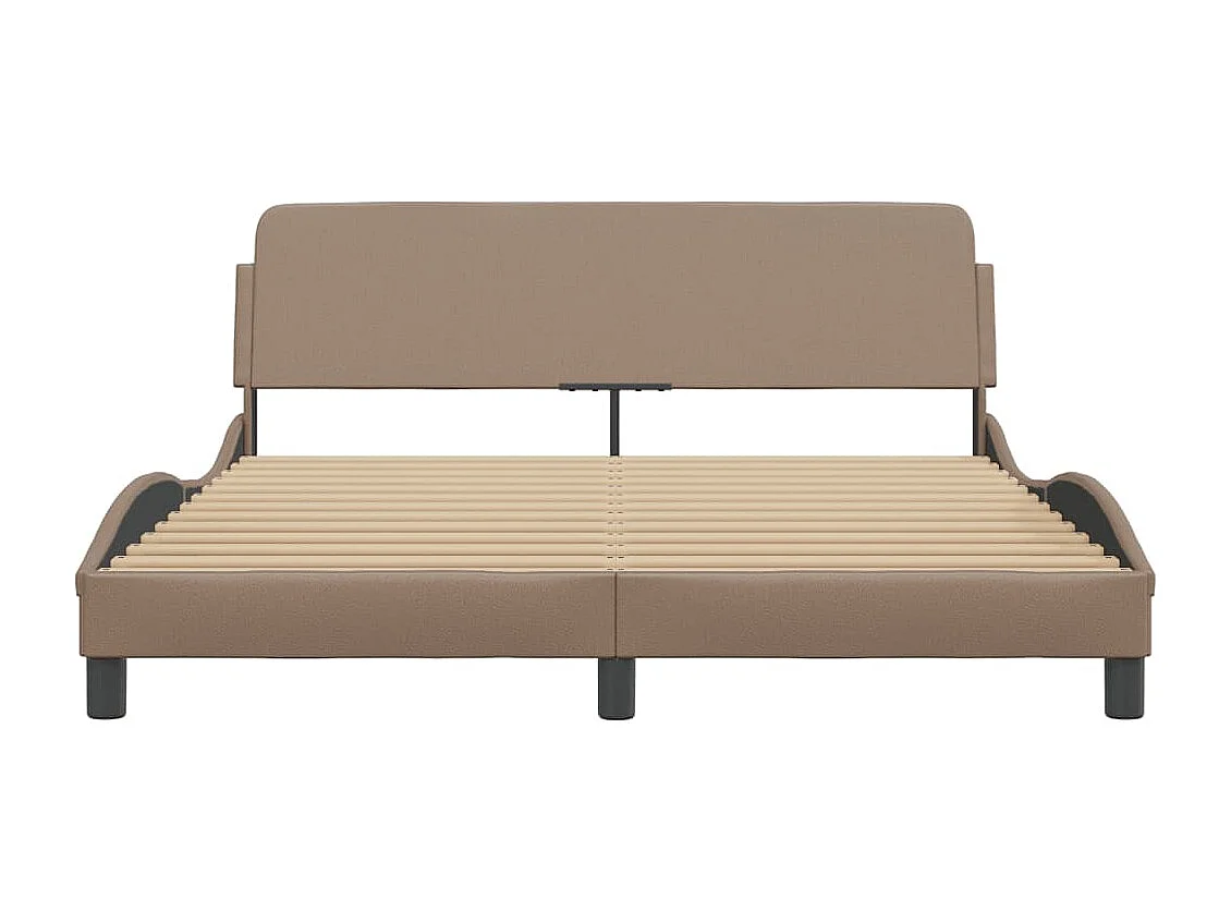 Lit double + tête de lit Cappuccino 160x200 cm Similicuir FR44697