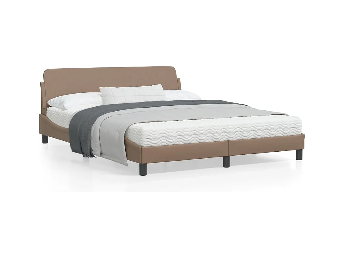 Bedframe met hoofdbord kunstleer cappuccinokleurig 160x200 cm BE270701