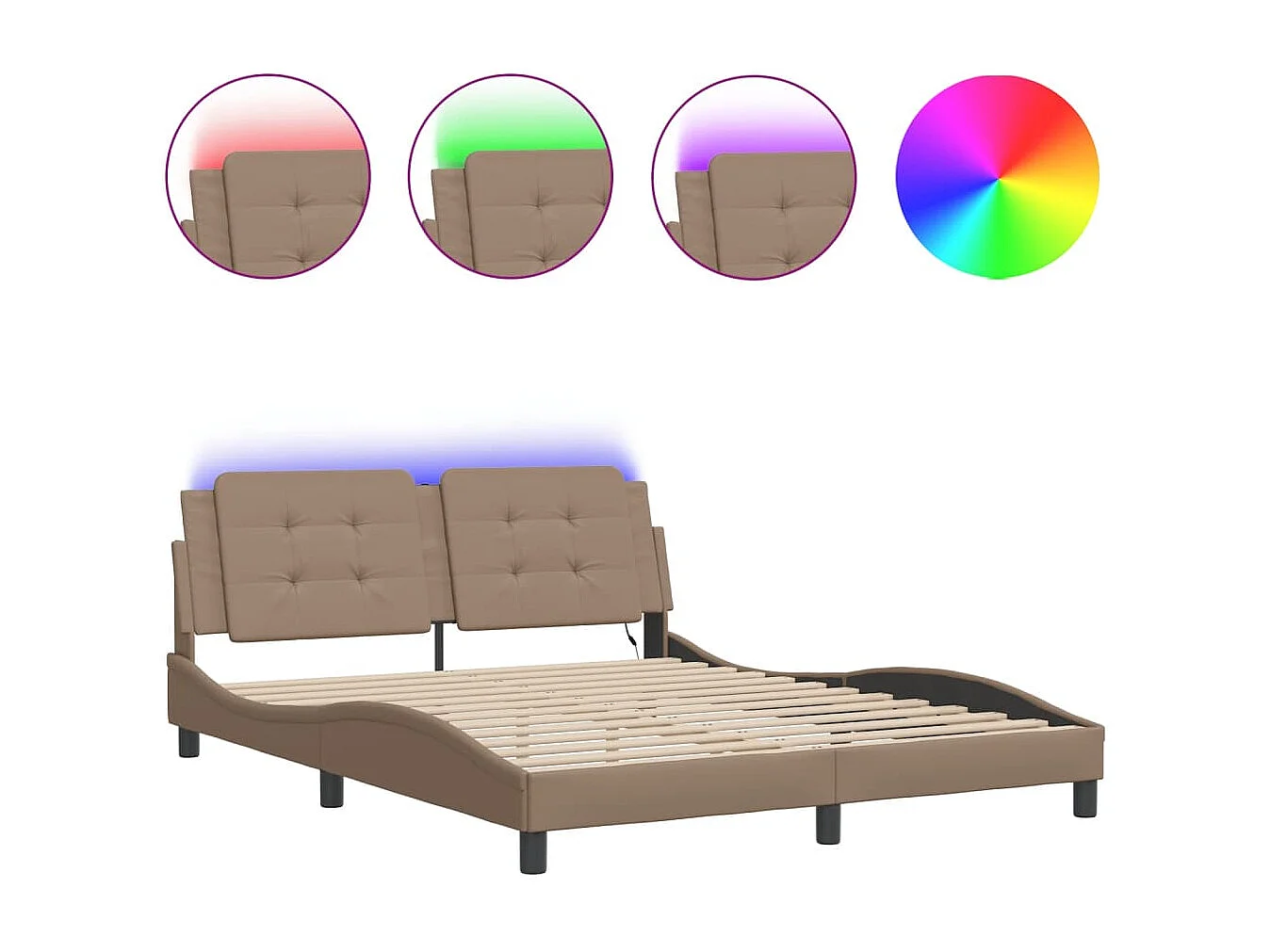 Lit double avec lumières LED cappuccino 160x200 cm similicuir FR83903