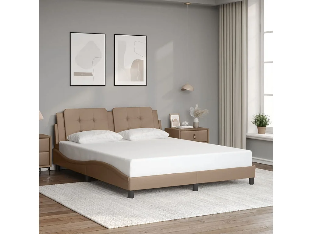 Lit double avec lumières LED cappuccino 160x200 cm similicuir FR83903