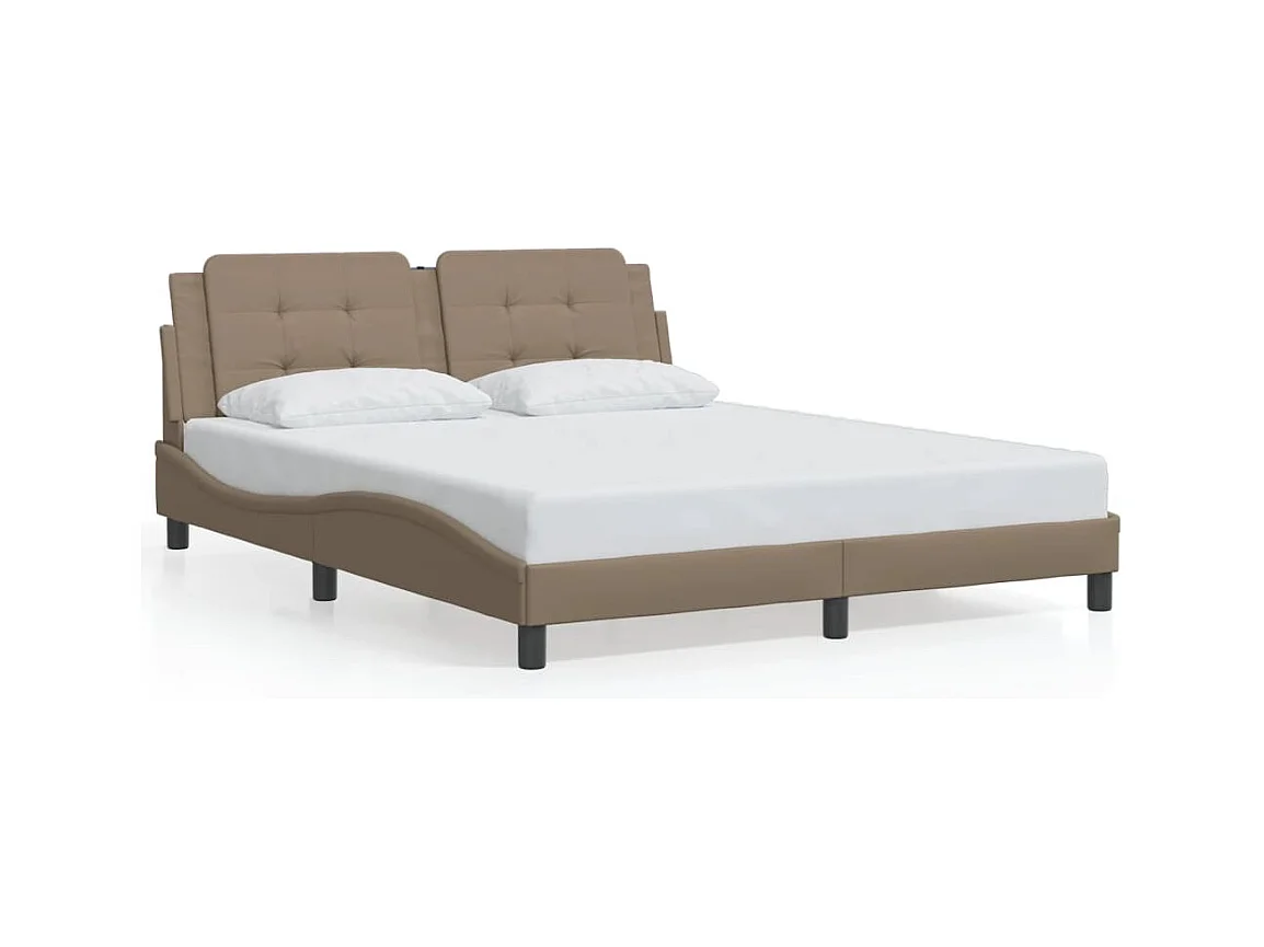 Bedframe met LED-verlichting kunstleer cappuccino 160x200 cm BE381390