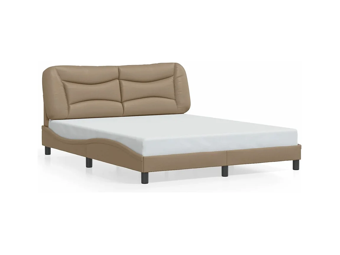 Bedframe met hoofdbord kunstleer cappuccinokleurig 160x200 cm BE525559