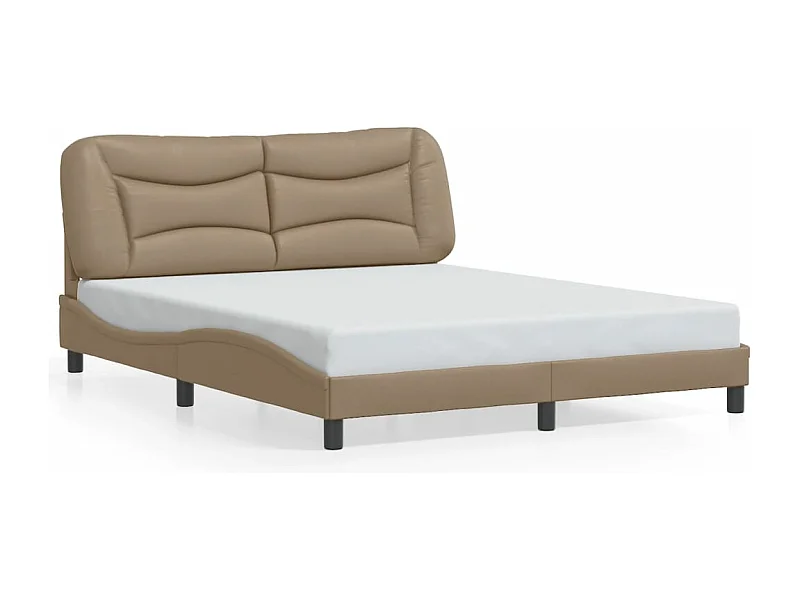 Cama matrimonial- 160x200cm cabecero cuero sintético capuchino ES210249