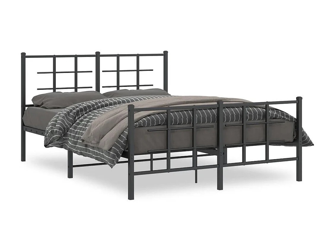 Cama matrimonial- 140x190 cm cabecero y estribo metal negro ES797186