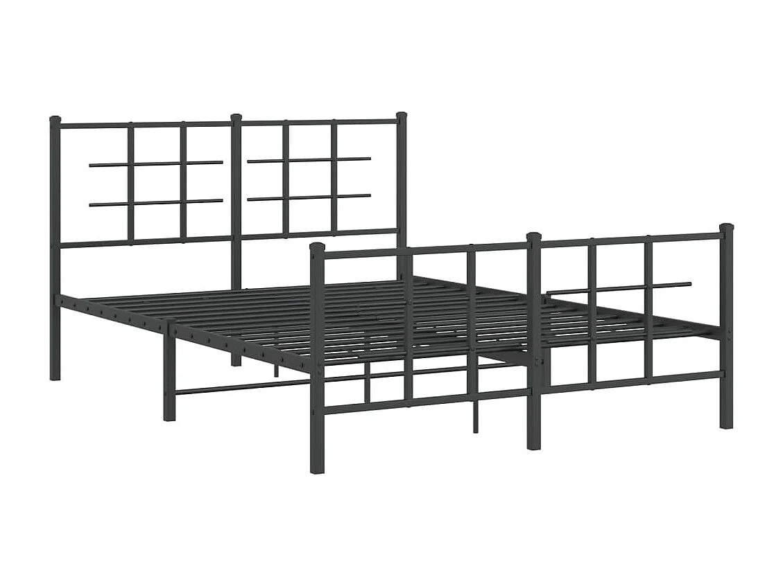 Cama matrimonial- 140x190 cm cabecero y estribo metal negro ES797186