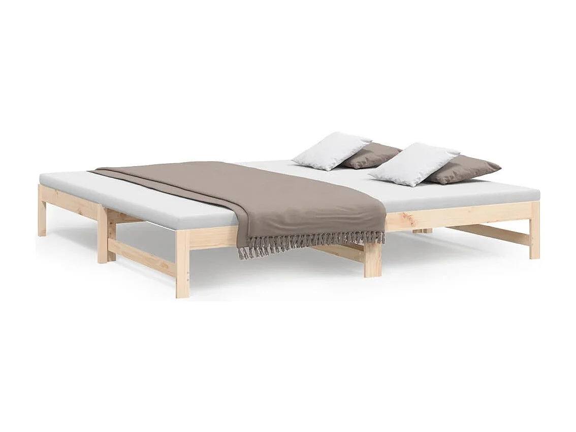 Slaapbank uitschuifbaar 2x(80x200) cm massief grenenhout BE444842