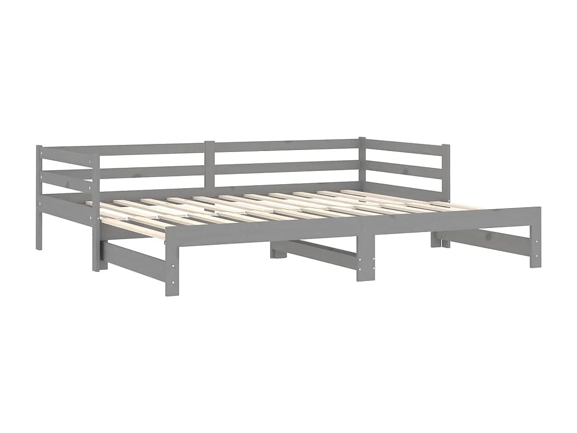 Slaapbank uitschuifbaar massief grenenhout grijs 2x(90x200) cm BE591390