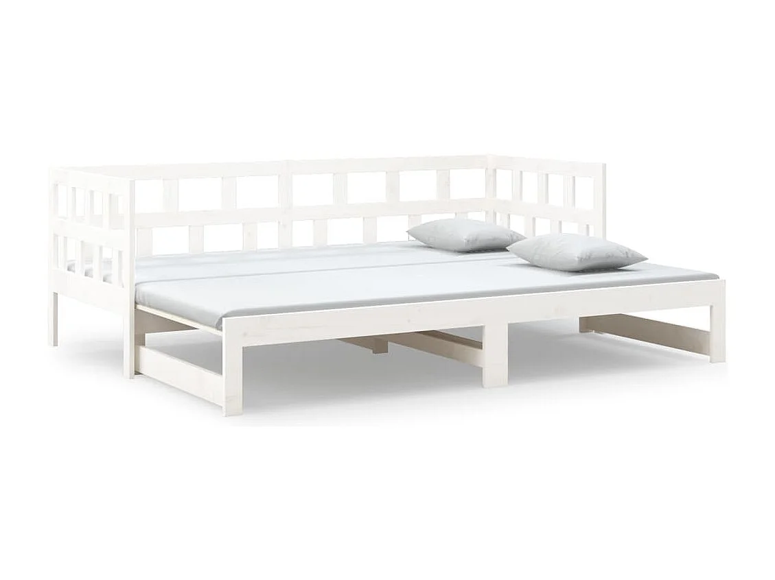 Cama dupla 2x(80x200) cm pinho maciço branco PT770112
