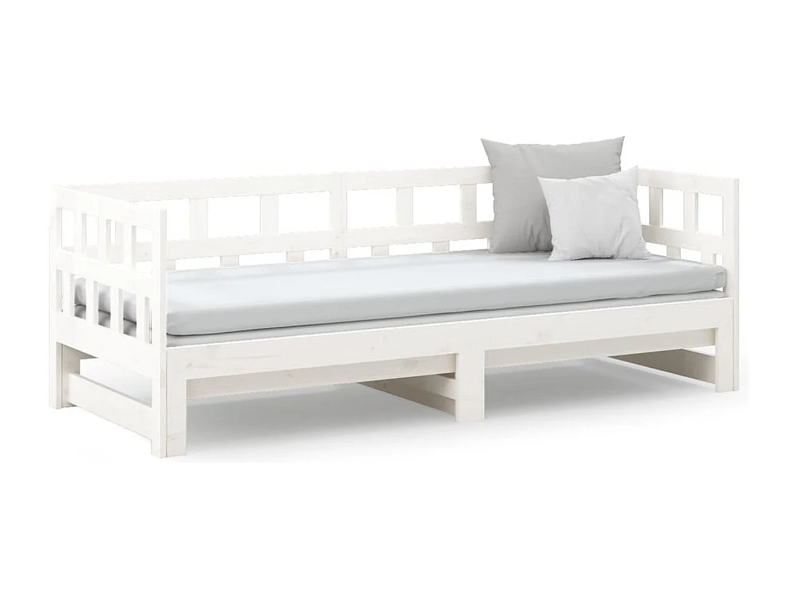 Cama dupla 2x(80x200) cm pinho maciço branco PT770112