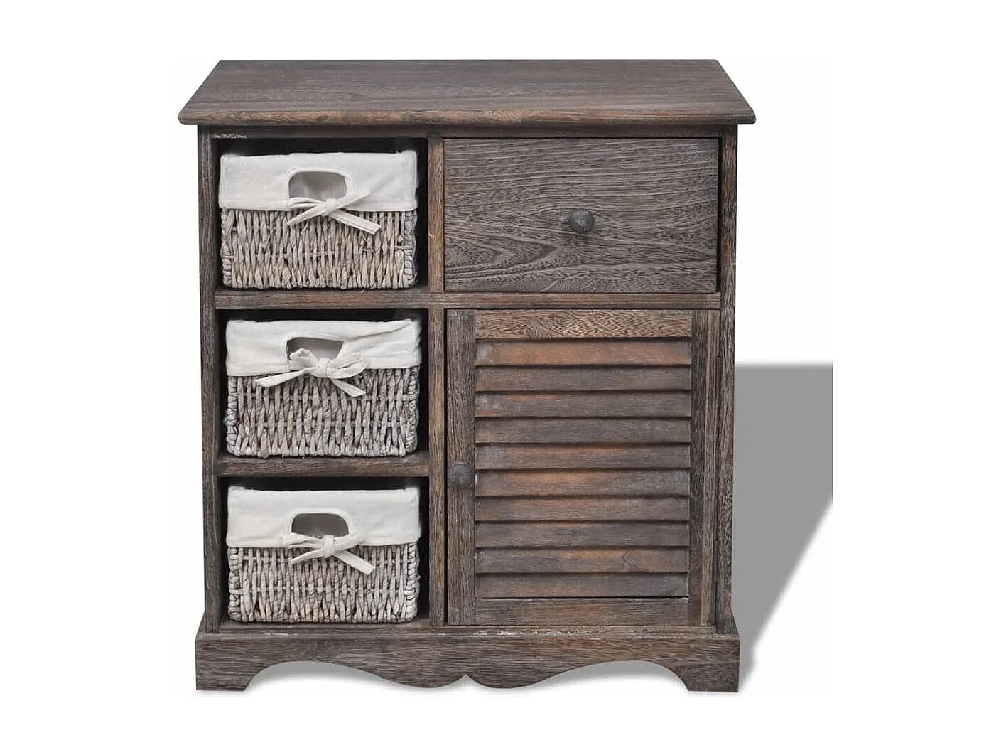 Armoire en bois 3 paniers gauches en tissage Marron FR68695