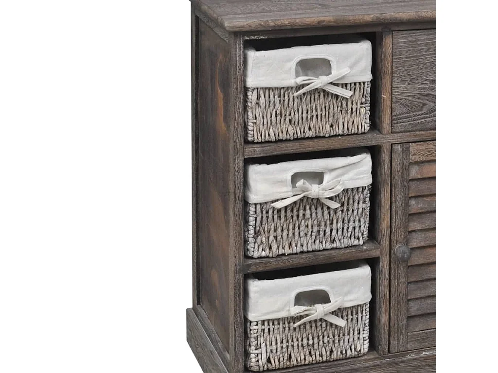 Armoire en bois 3 paniers gauches en tissage Marron FR68695