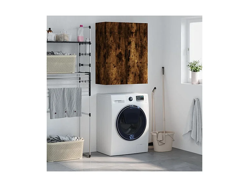 Armoire murale chêne fumé 69,5x34x90 cm FR42522