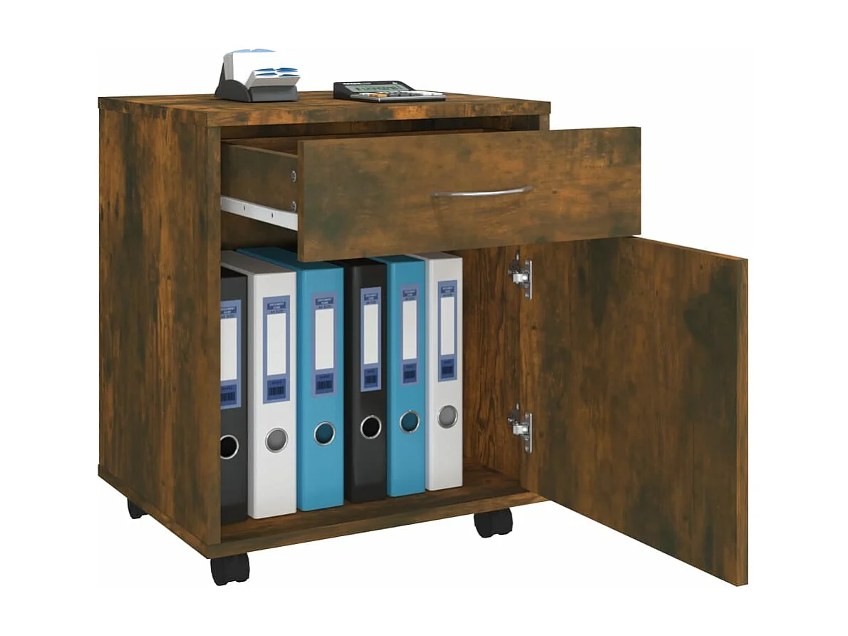 Armoire roulante Chêne fumé 45x38x54 cm Bois d'ingénierie FR69251