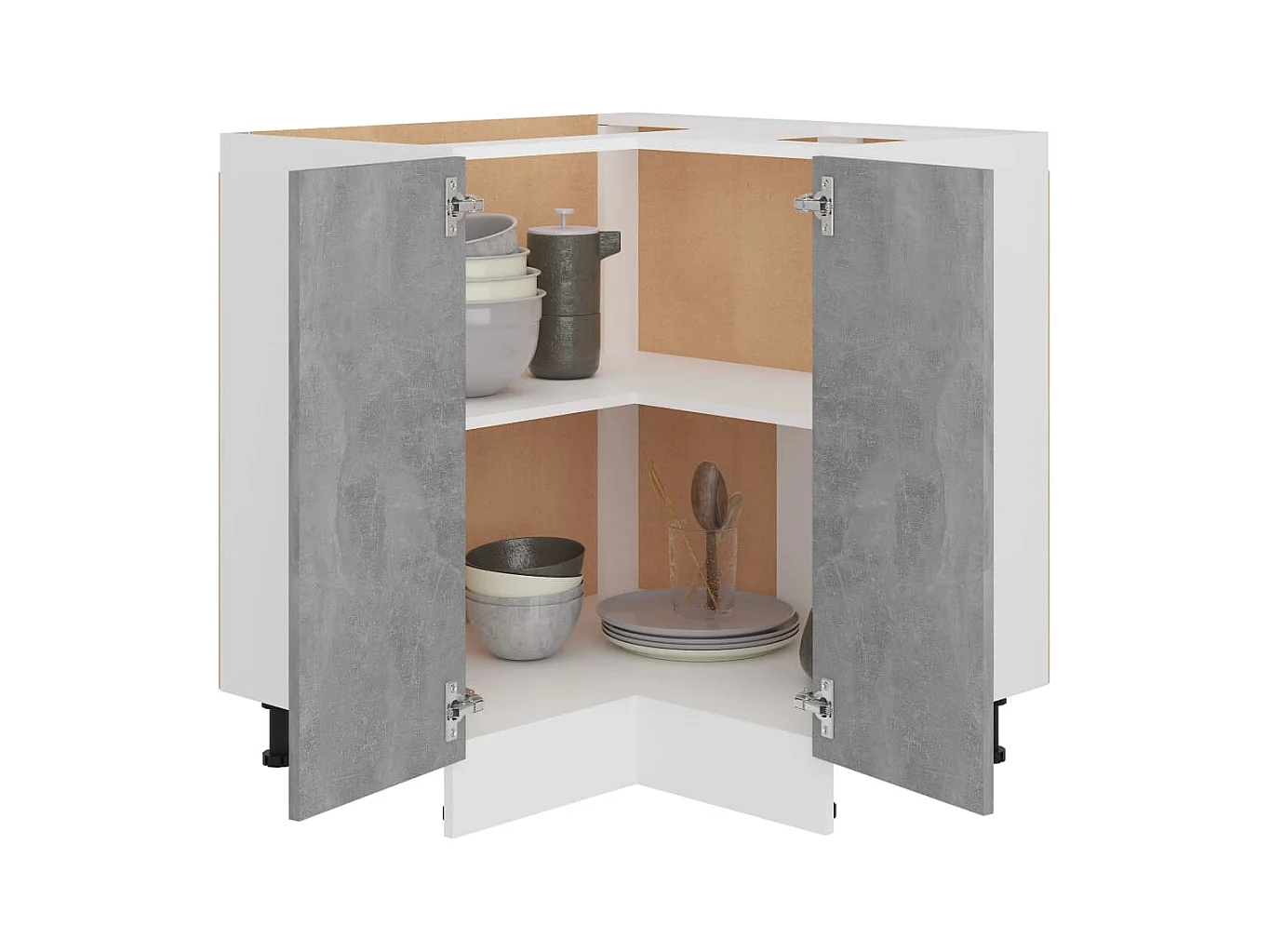 Armoire de plancher d'angle gris béton 75,5x75,5x81,5 cm bois FR41955