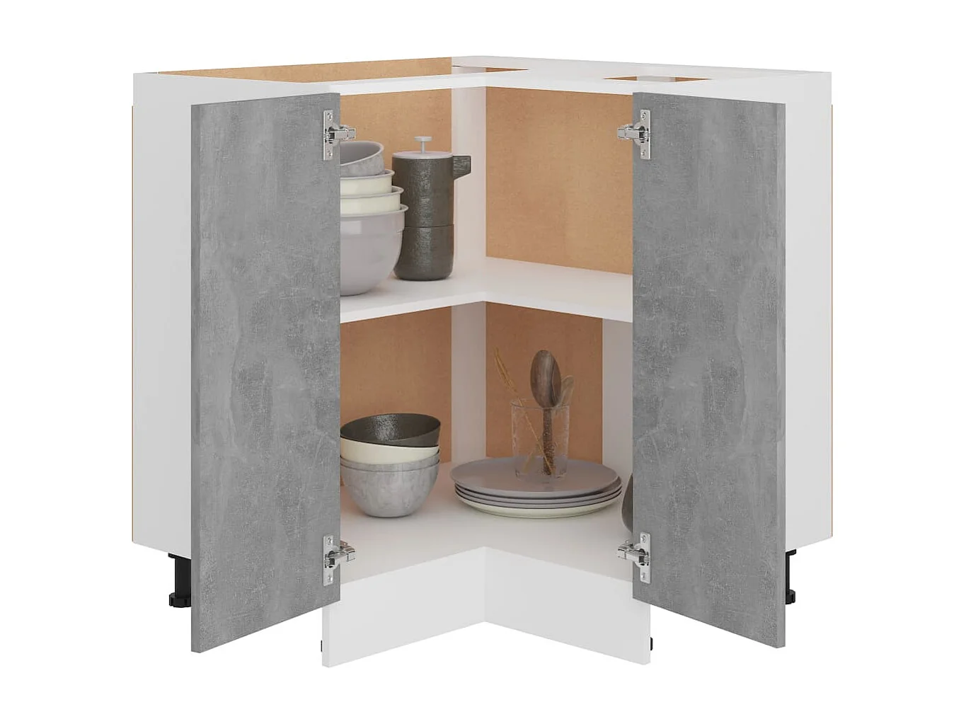 Armoire de plancher d'angle gris béton 75,5x75,5x81,5 cm bois FR41955