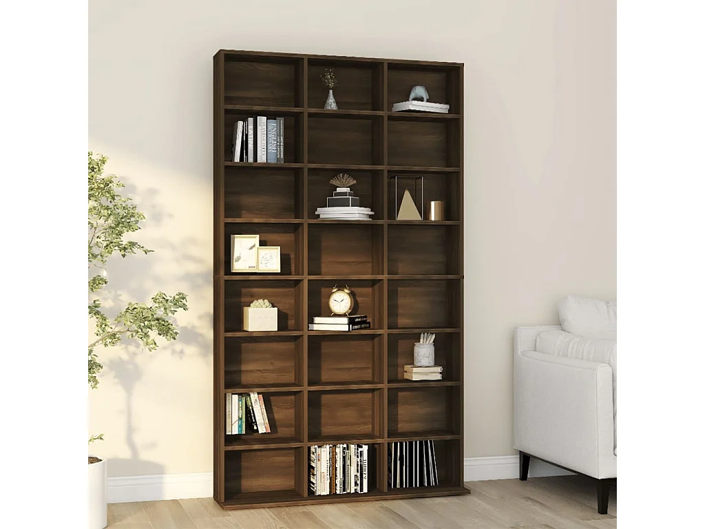 Cd-kast 102x23x177,5 cm bewerkt hout bruin eikenkleur BE717013