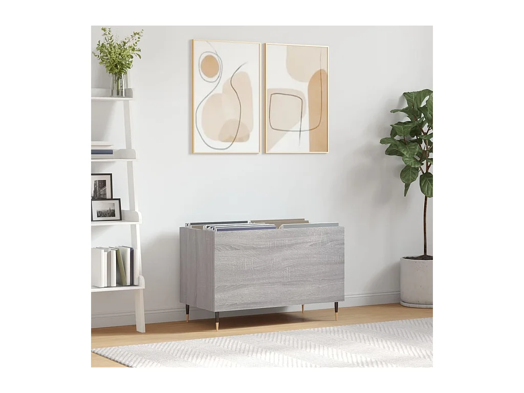 Mueble discos madera contrachapada gris sonoma 74,5x38x48 cm ES894865