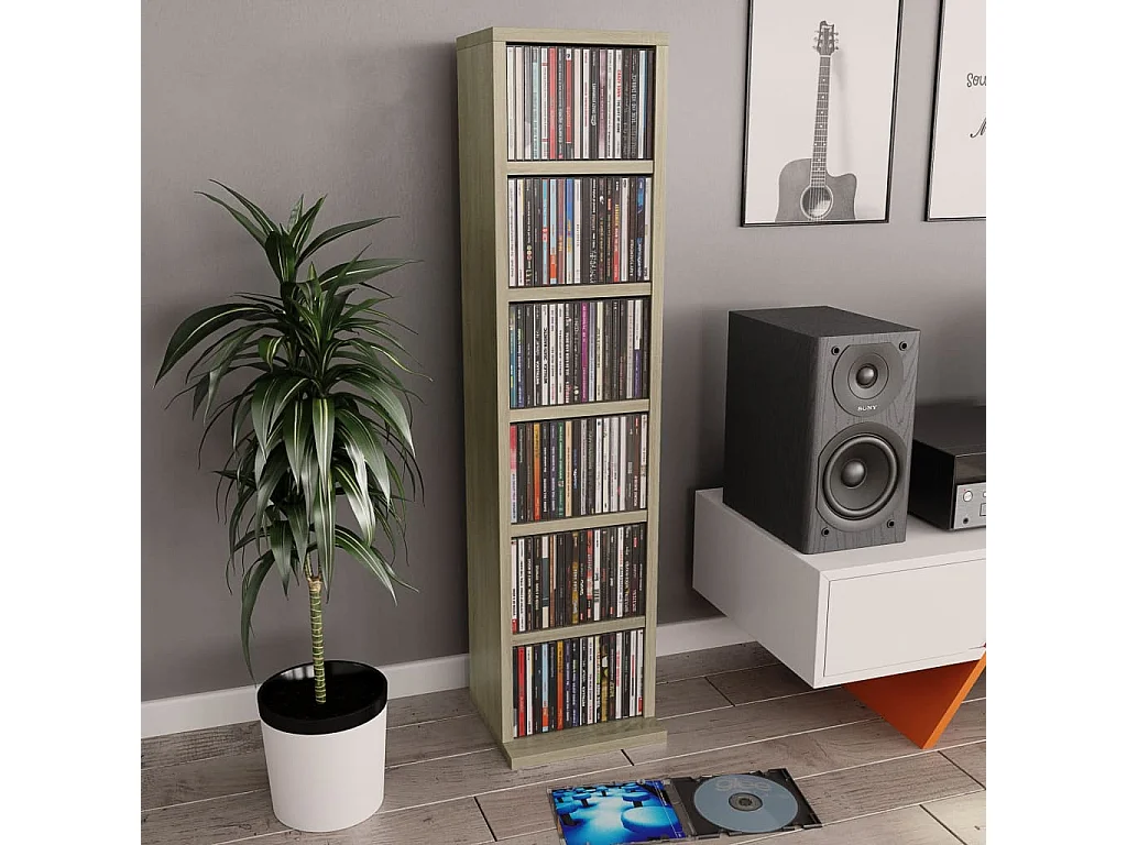 Armoire à CD Chêne sonoma 21x20x88 cm Bois d'ingénierie FR89045