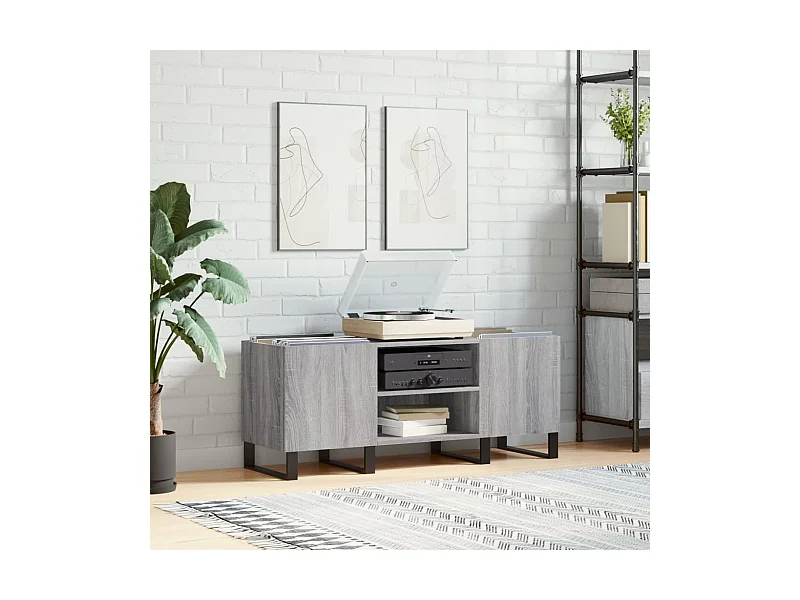 Armoire à disques sonoma gris 121x38x48 cm bois d'ingénierie FR56489