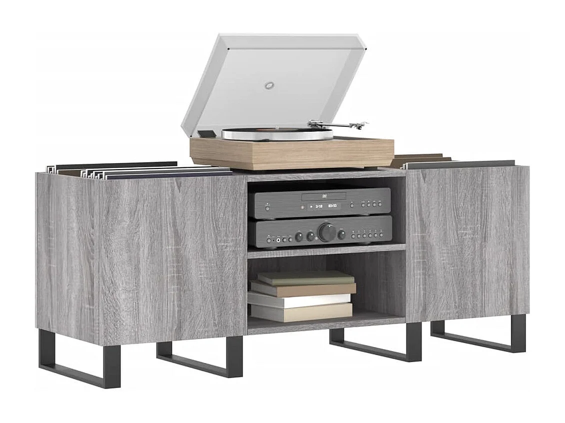Armoire à disques sonoma gris 121x38x48 cm bois d'ingénierie FR56489