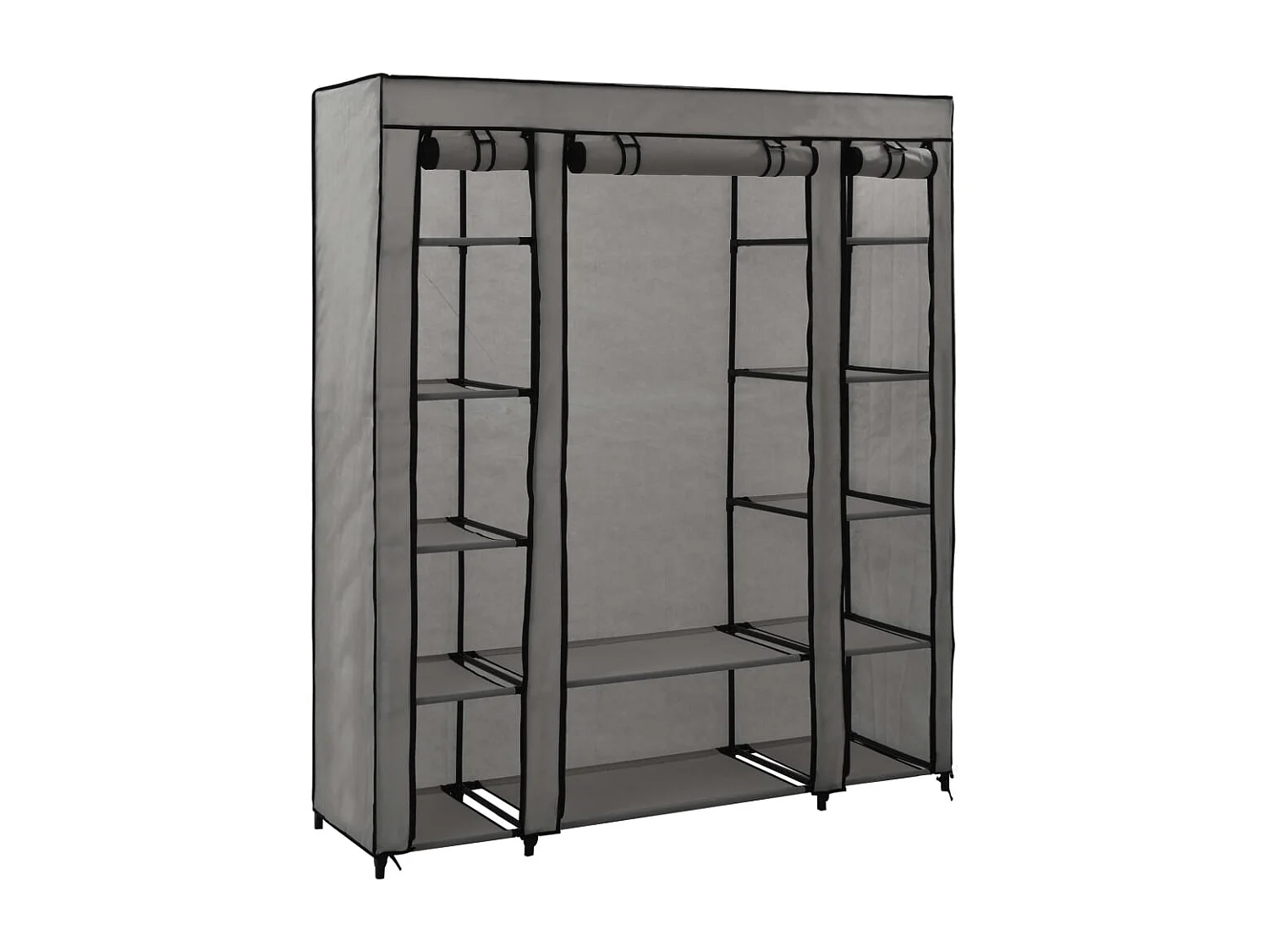 Armoire avec compartiments et tiges Gris 150x45x176 cm Tissu FR21719
