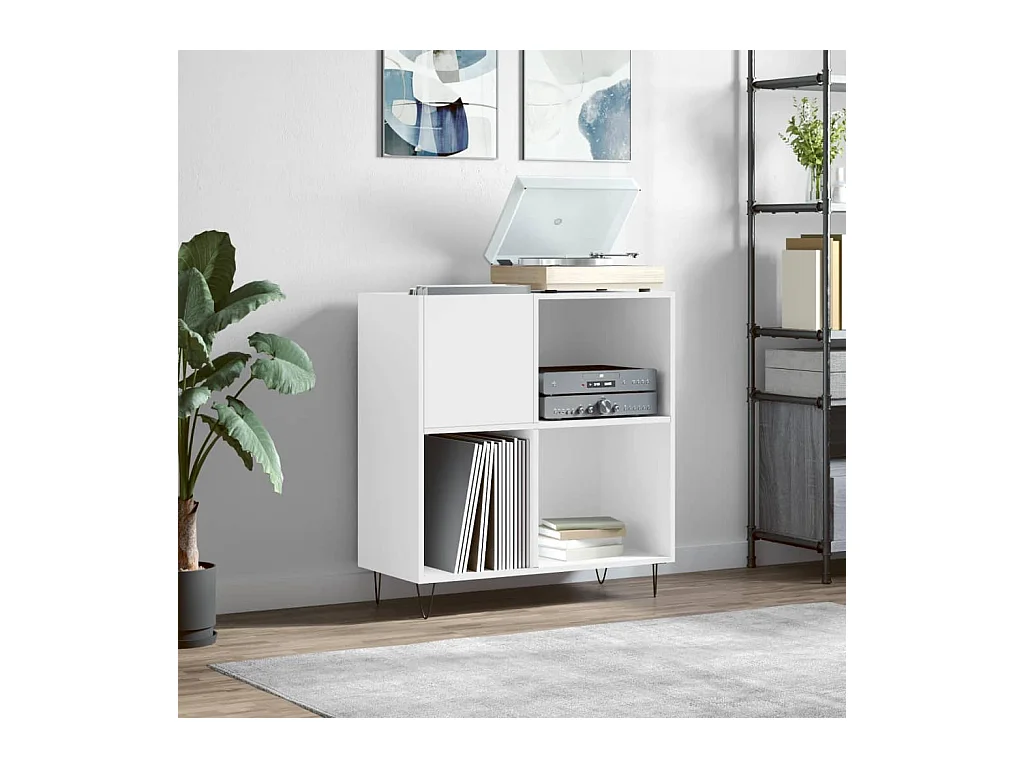 Armoire à disques blanc 84,5x38x89 cm bois d'ingénierie FR58580