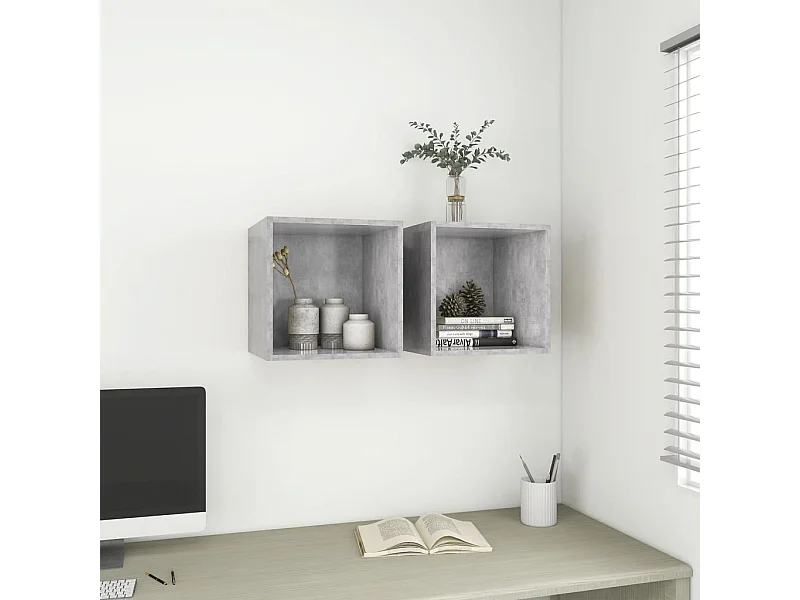 Armoires murales 2 pcs Gris béton 37x37x37 cm Aggloméré FR31277