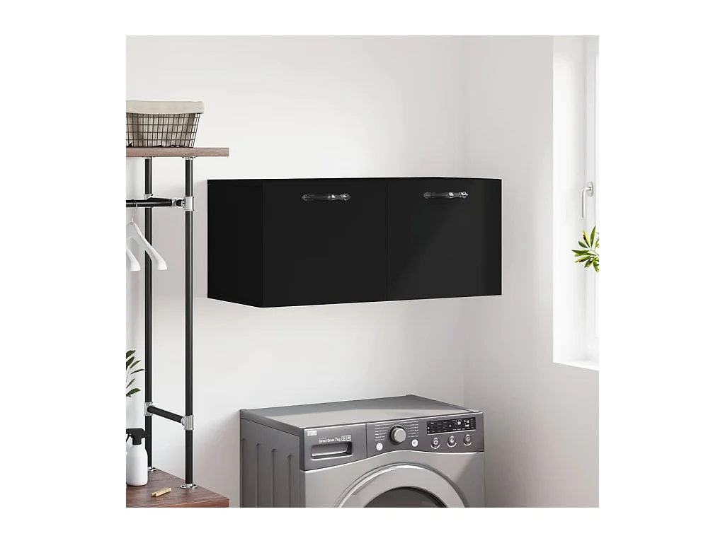Armoire murale noir 80x36,5x35 cm bois d'ingénierie FR50438