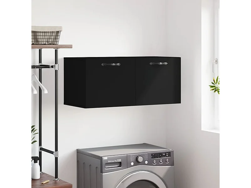 Wandkast 80x36,5x35 cm bewerkt hout zwart BE737129
