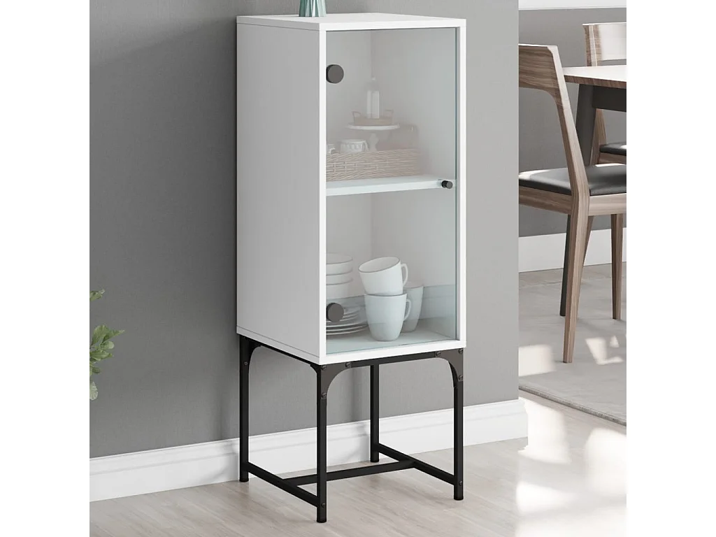 Armoire latérale avec porte en verre blanc 35x37x100 cm FR77036