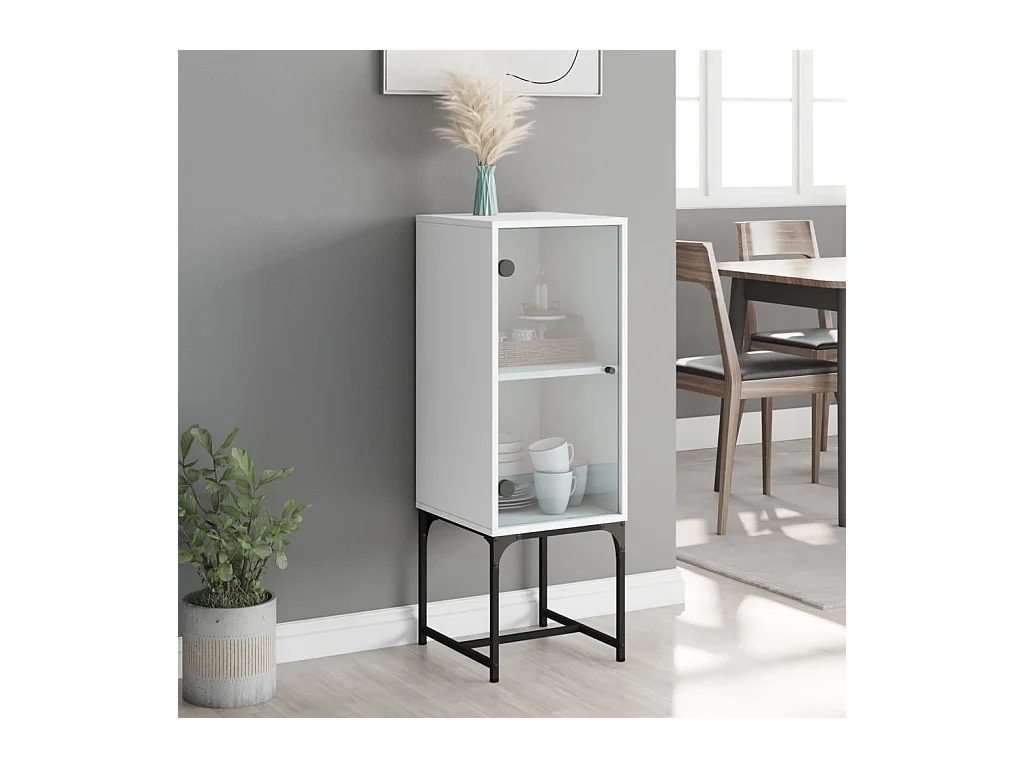 Armoire latérale avec porte en verre blanc 35x37x100 cm FR77036