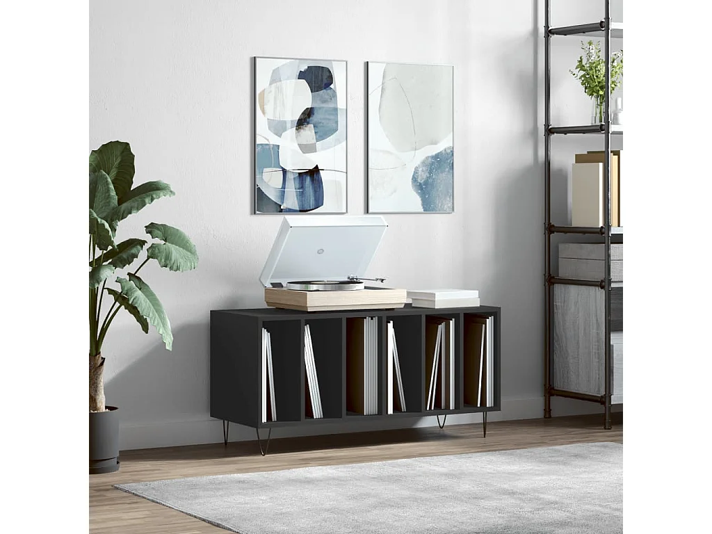 Armoire à disques noir 100x38x48 cm bois d'ingénierie FR24171