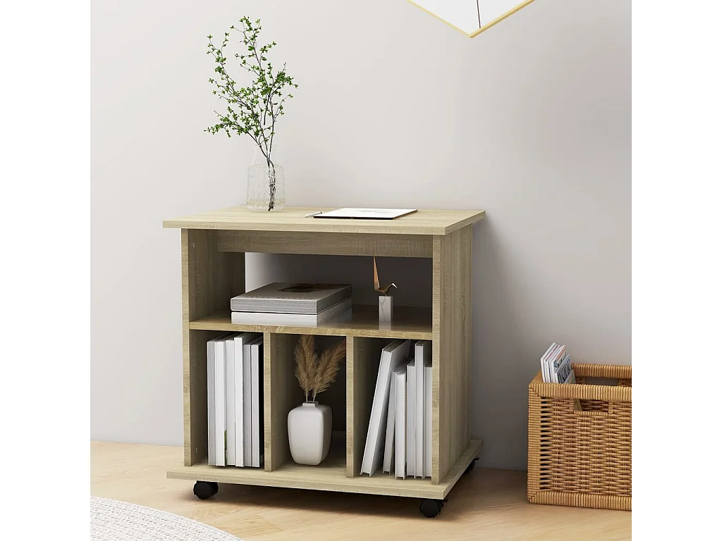 Armario con ruedas madera contrachapada roble Sonoma 60x45x60cm ES953552