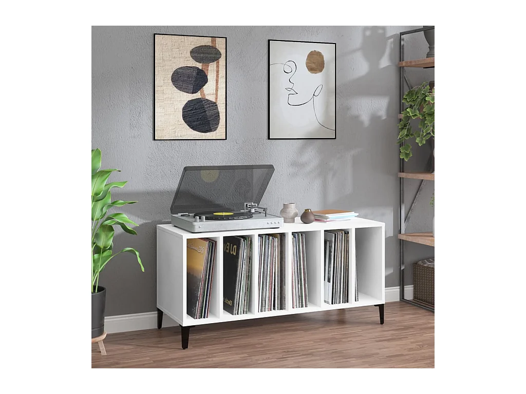 Armoire à disques blanc 100x38x48 cm bois d'ingénierie FR92978