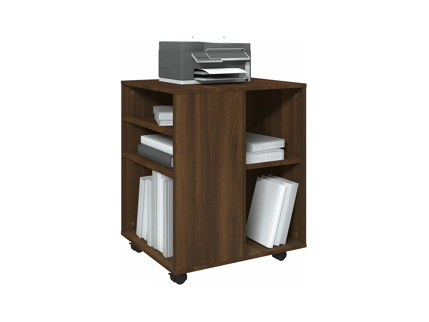 Rolkast 60x53x72 cm bewerkt hout bruin eikenkleur BE841857