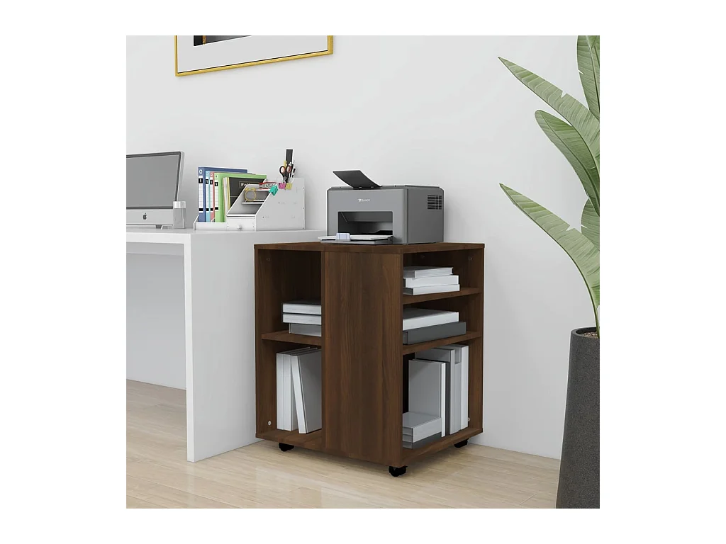 Rolkast 60x53x72 cm bewerkt hout bruin eikenkleur BE841857