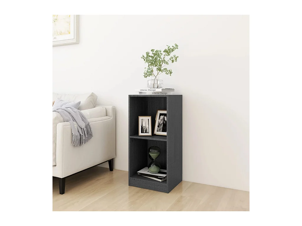 Armoire d'appoint gris 35,5x33,5x76 cm bois de pin massif FR14257