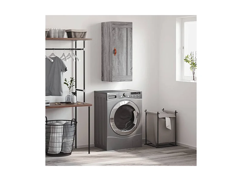 Armário de parede 34,5x34x90 cm derivados madeira cinza sonoma PT986715