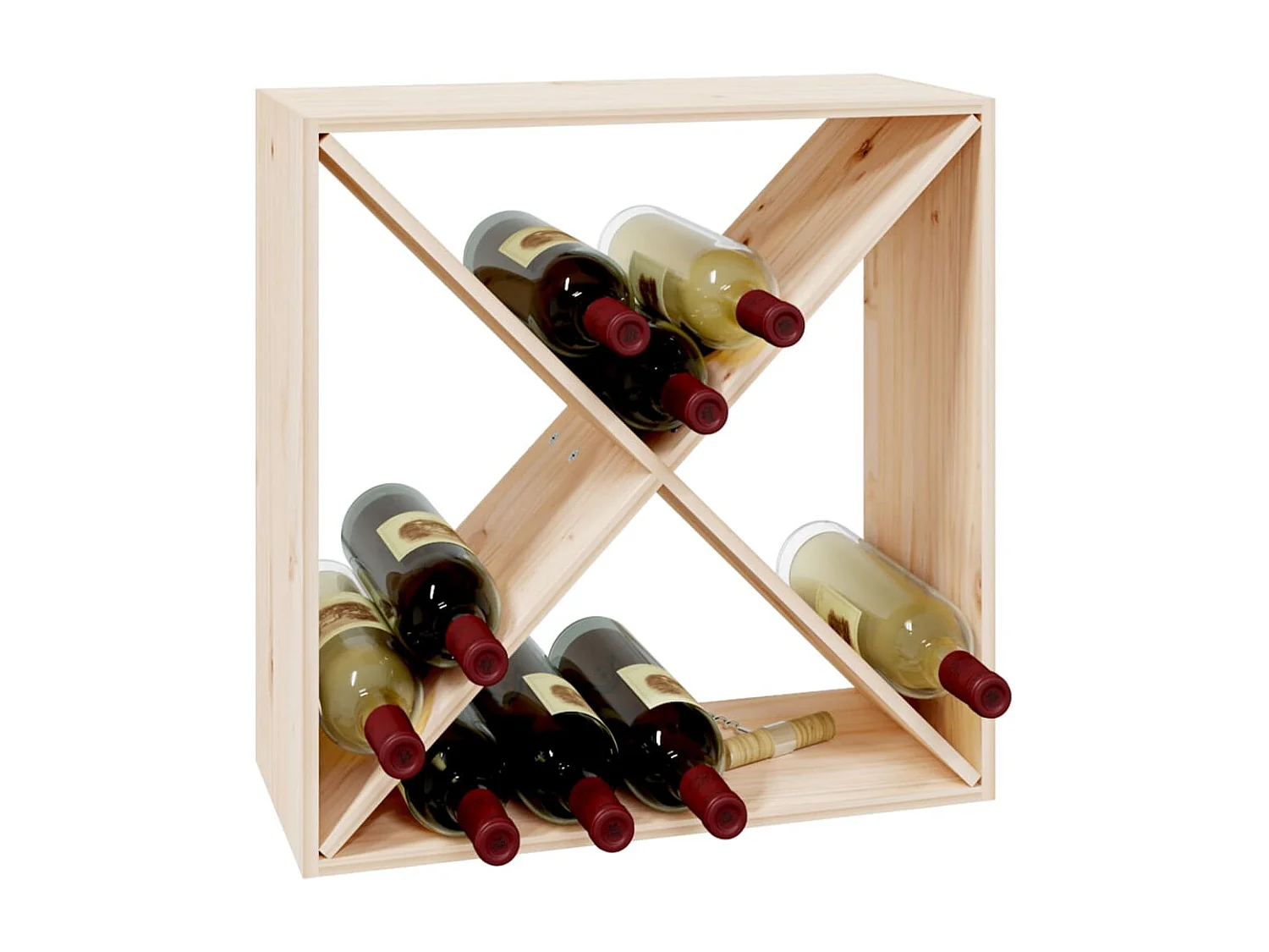 Botellero de madera maciza de pino 62x25x62 cm ES597853