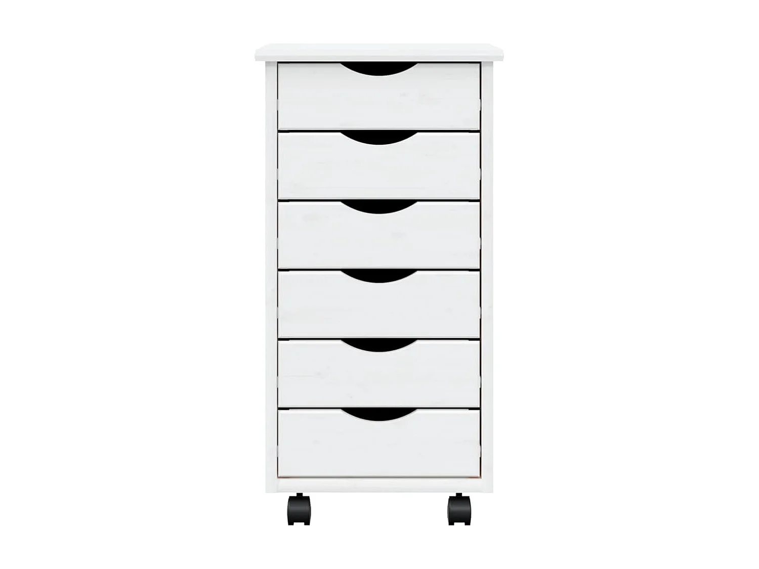 Armoire roulante avec tiroirs MOSS blanc bois de pin solide FR90167