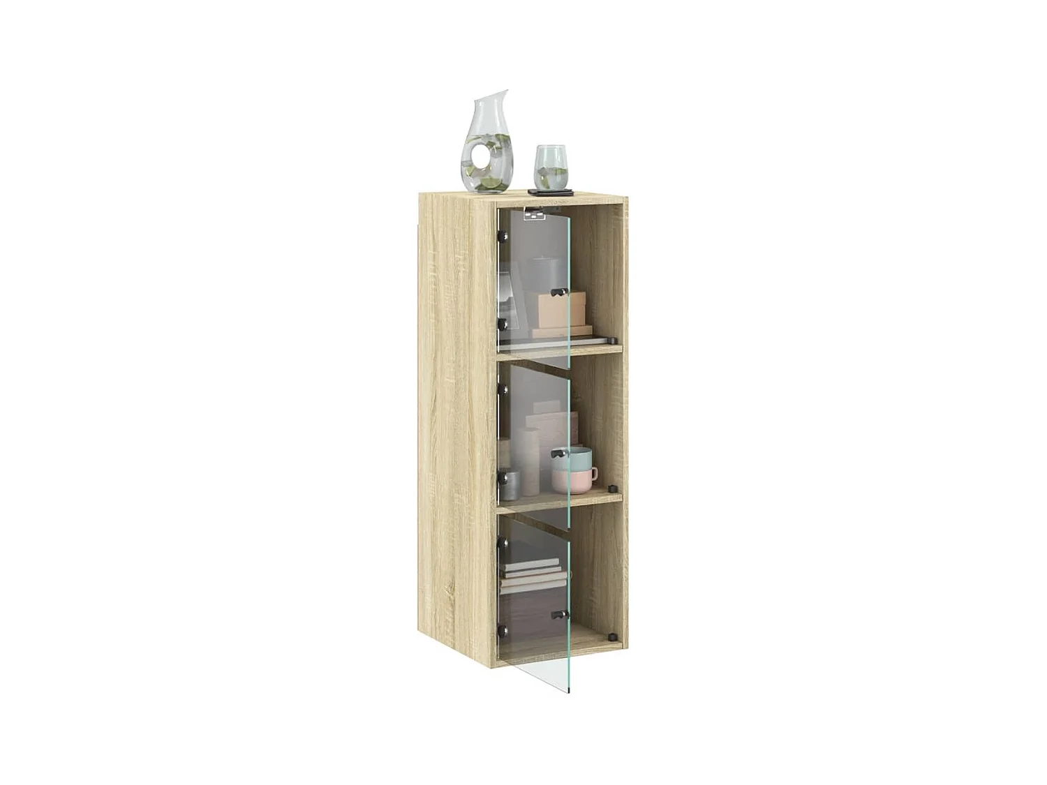Armoire murale avec portes en verre chêne sonoma 35x37x100 cm FR20278