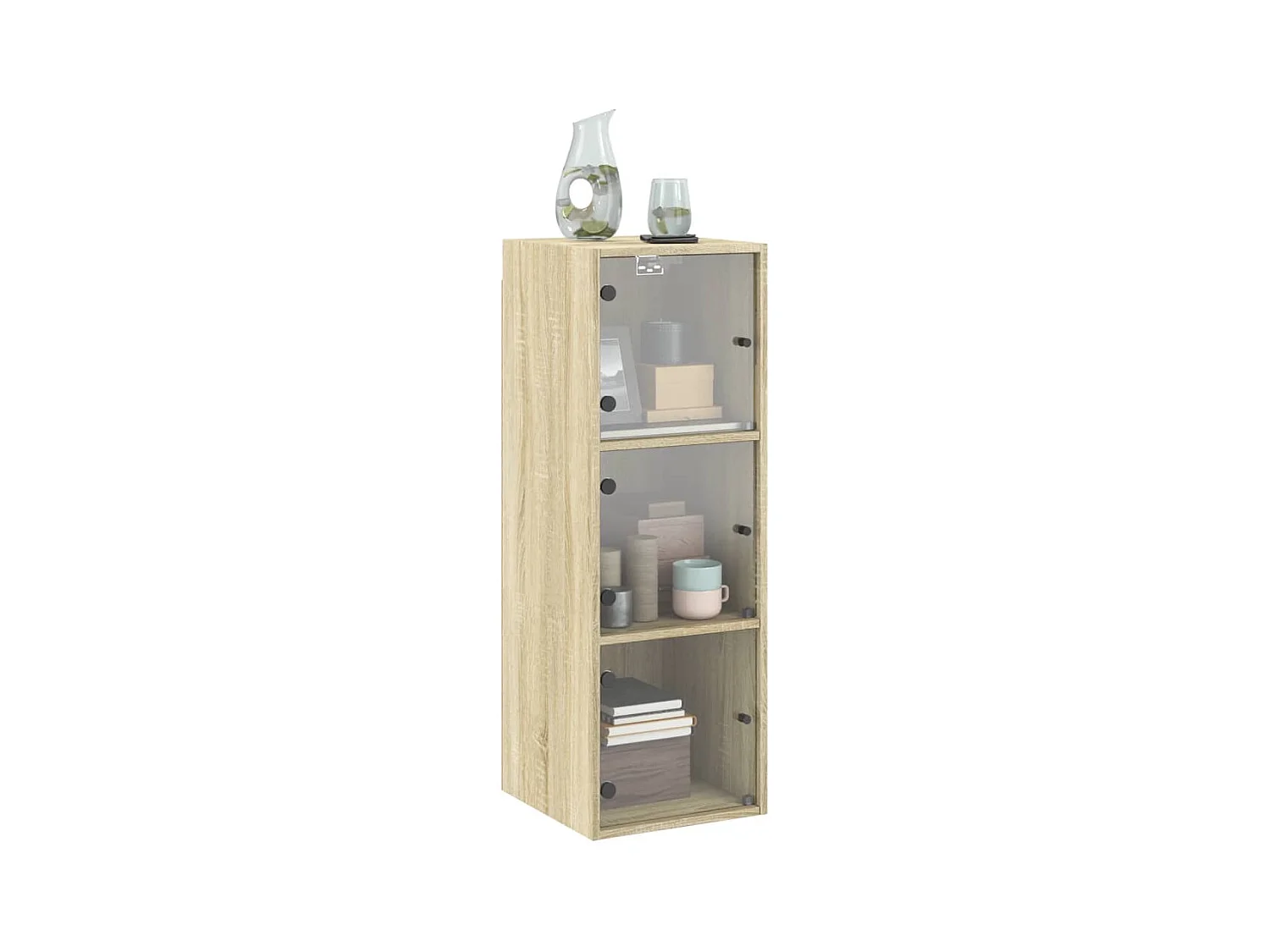 Armoire murale avec portes en verre chêne sonoma 35x37x100 cm FR20278