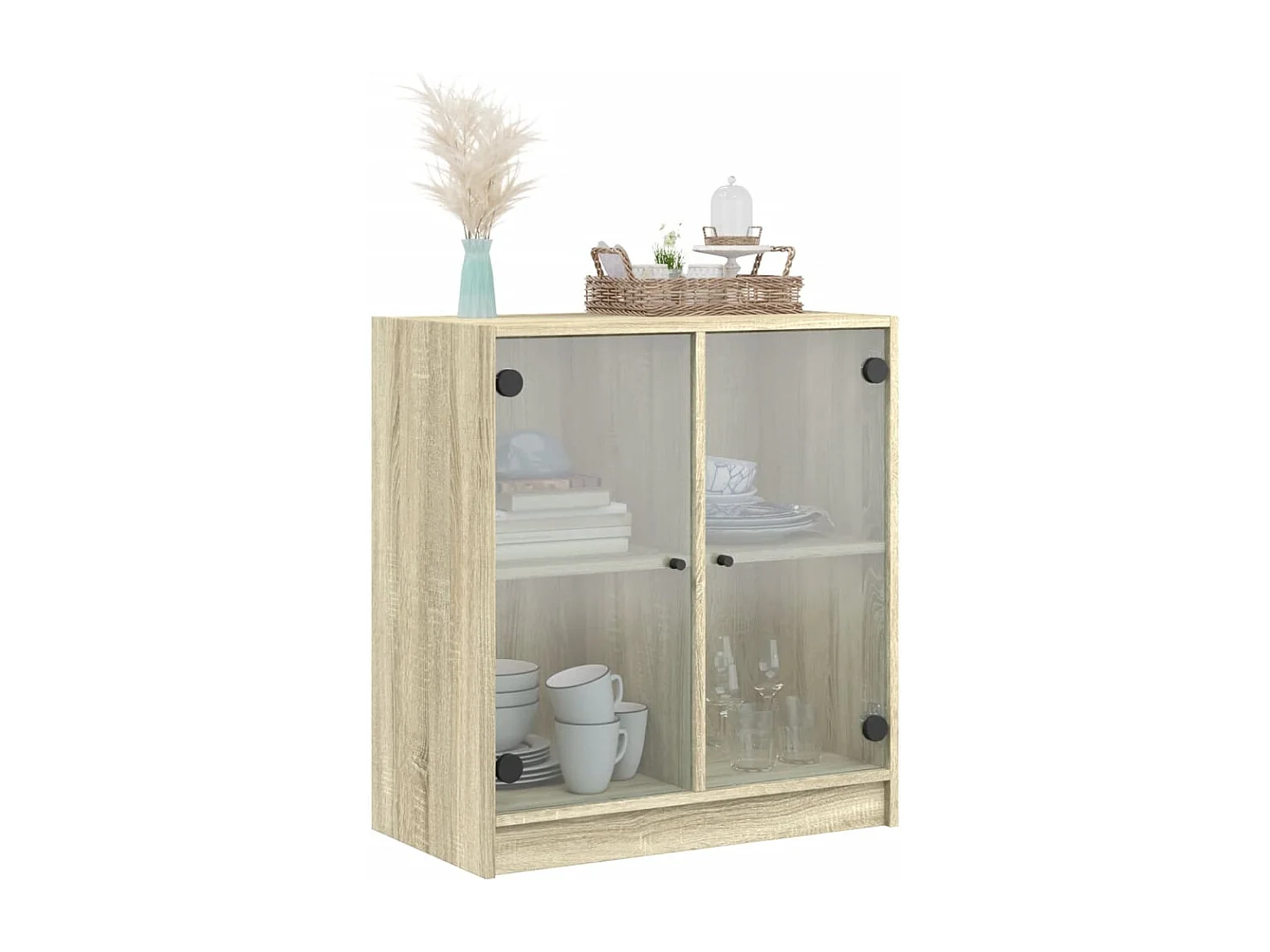 Armoire latérale avec portes en verre chêne sonoma 68x37x75,5cm FR46999